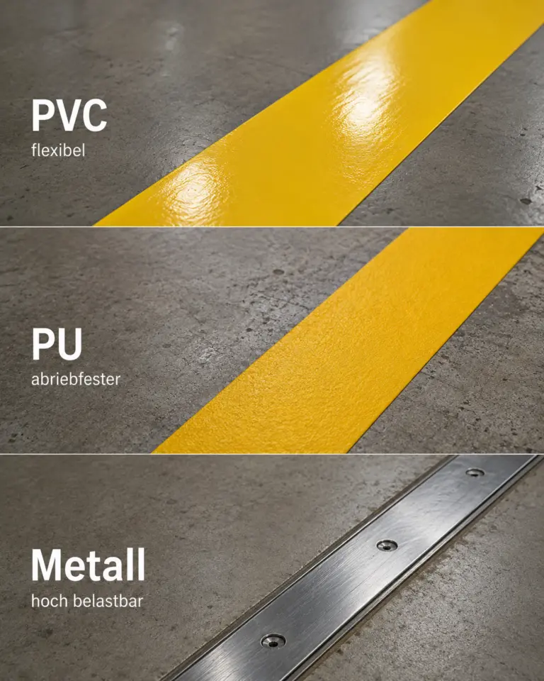 zu sehen ist: reinigungsbeständiges Bodenmarkierungsband PVC PU Metall