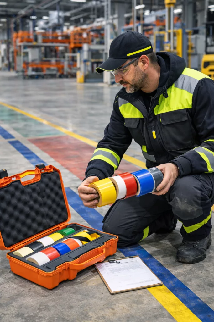 Ein Fachmann für Bodenmarkierungsbänder wählt das passende Produkt aus